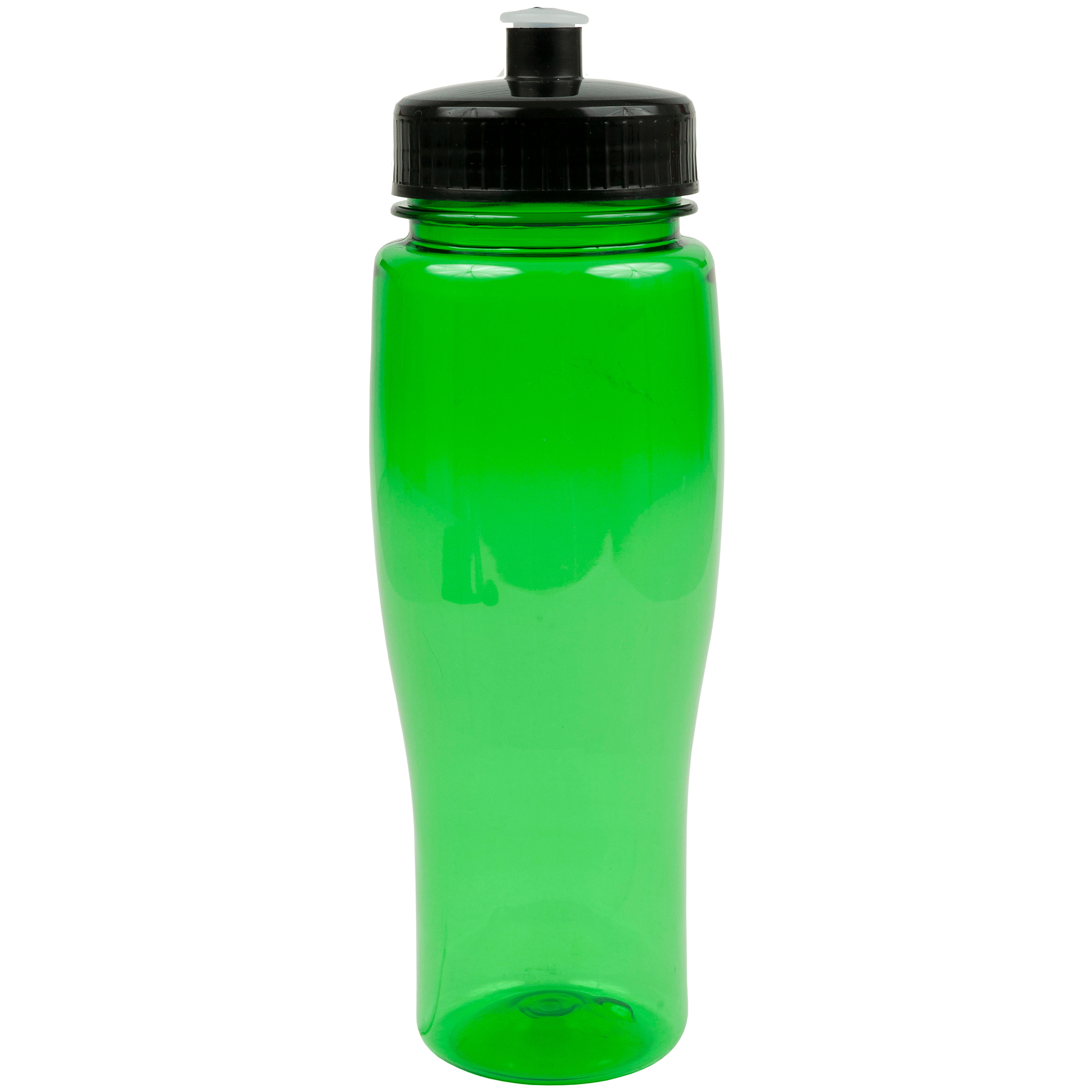 10 Poly-Clear Plastic Water Bottles Set, 32 oz. - Durable, Leak-Resistant,  Push-Pull Lids - Trans Blue 